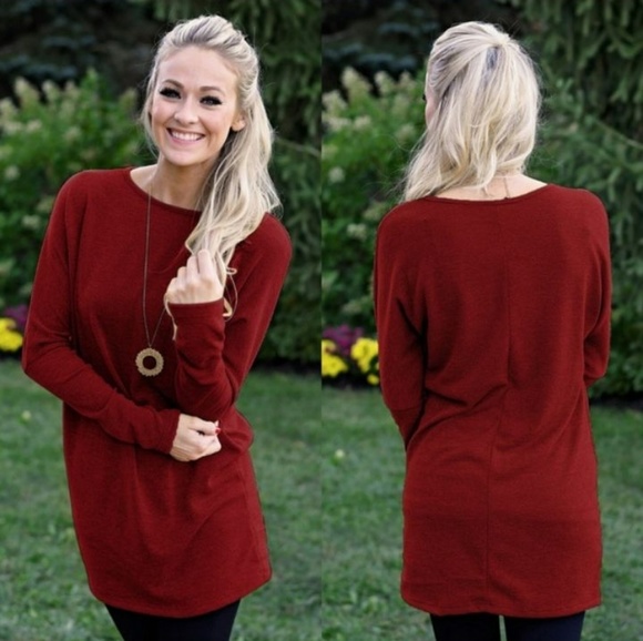 - Tops - Long Sleeve Red Tunic